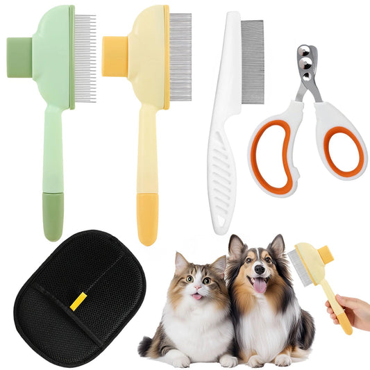 3 Stück Hundebürste Katzenbürste für Langhaar und Kurzhaar, Tierhaarentferner Handschuh