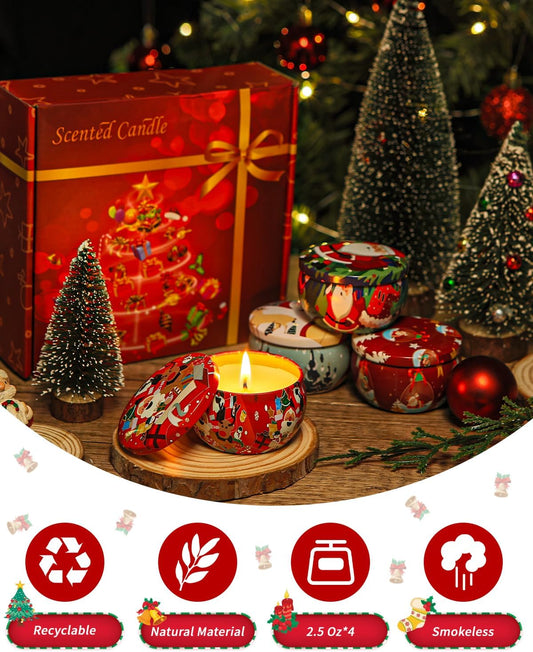 4 Stück Duftkerzen Geschenkset, 2,5 OZ Sojawachs Aromatherapie Kerzen,Damen Aroma Kerze Geschenk-Set für Geburtstag Geschenk, Valentinstag