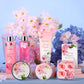 Body & Earth 8-Piece Spa Gift Set for Women, Cherry Blossom and Jasmine Fragrance, Bubble Bath, Shower Gel, Bath Salt, Body Lotion