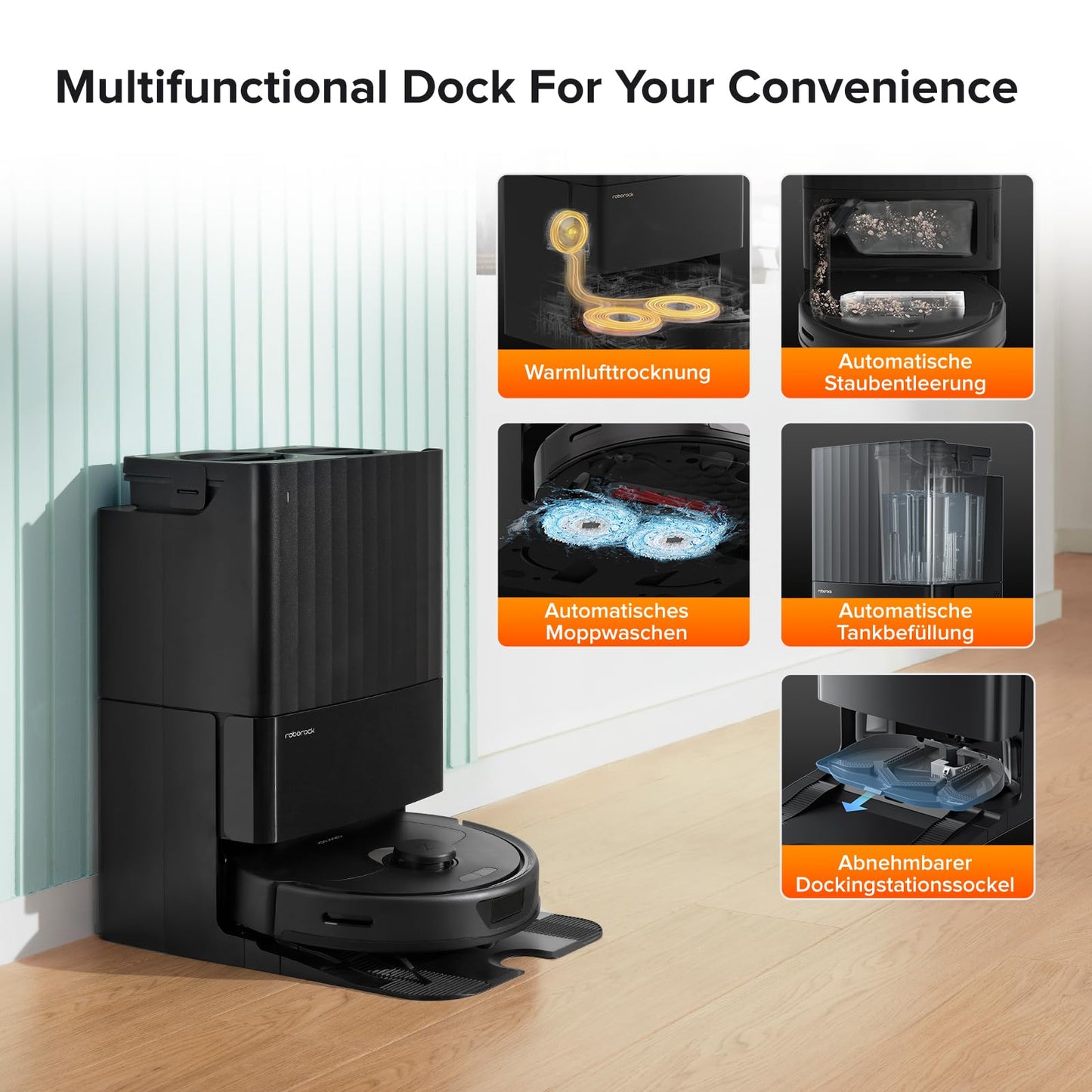 Robot Vacuum Cleaner with Wiping Function, 8000Pa Suction Power Anti-Tangling Side Brush, Obstacle Avoidance