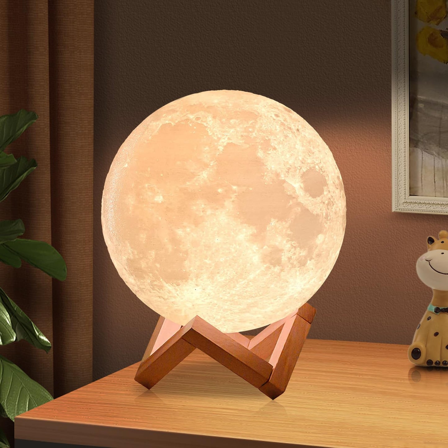 ACED Moon Lamp 2023 Upgrade 3D Moonlight 16 Colours with Wooden Stand Remote/Touch Control and USB Rechargeable Gifts for Women Girls Boys