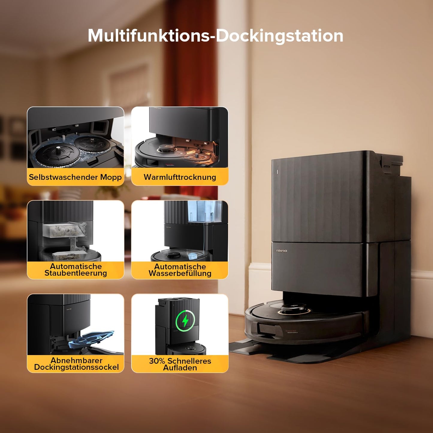 Robot Vacuum Cleaner with Wiping Function, 8000Pa Suction Power Anti-Tangling Side Brush, Obstacle Avoidance