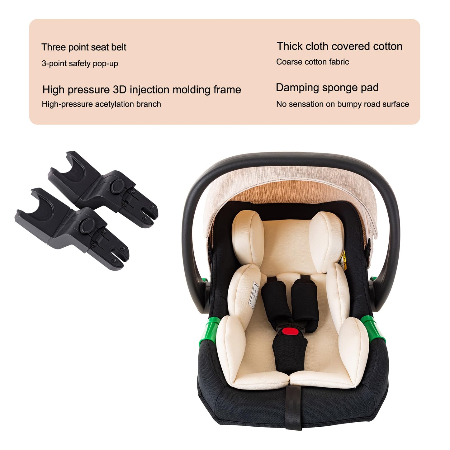 Shineey 3-in-1 Pushchair, Buggy, Foldable Pushchair Set, Combination Pushchair 3-in-1 with Large Comfortable Baby Carrycot Frame, Aluminium Alloy
