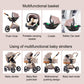 Shineey 3-in-1 Pushchair, Buggy, Foldable Pushchair Set, Combination Pushchair 3-in-1 with Large Comfortable Baby Carrycot Frame, Aluminium Alloy