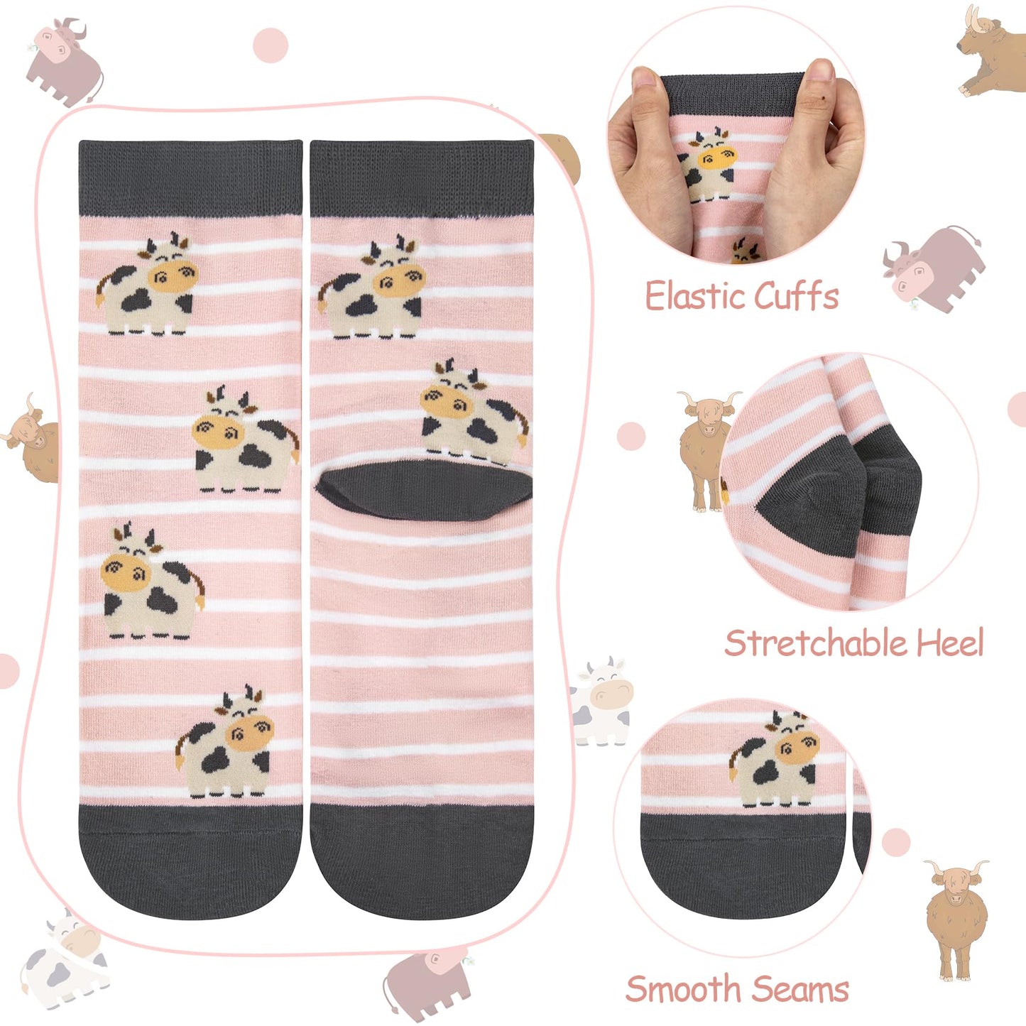 Chalier Cozy 5 Paar Damen Socken Hunde Katzen Motiven, Baumwolle