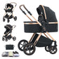 Shineey 3-in-1 Pushchair, Buggy, Foldable Pushchair Set, Combination Pushchair 3-in-1 with Large Comfortable Baby Carrycot Frame, Aluminium Alloy