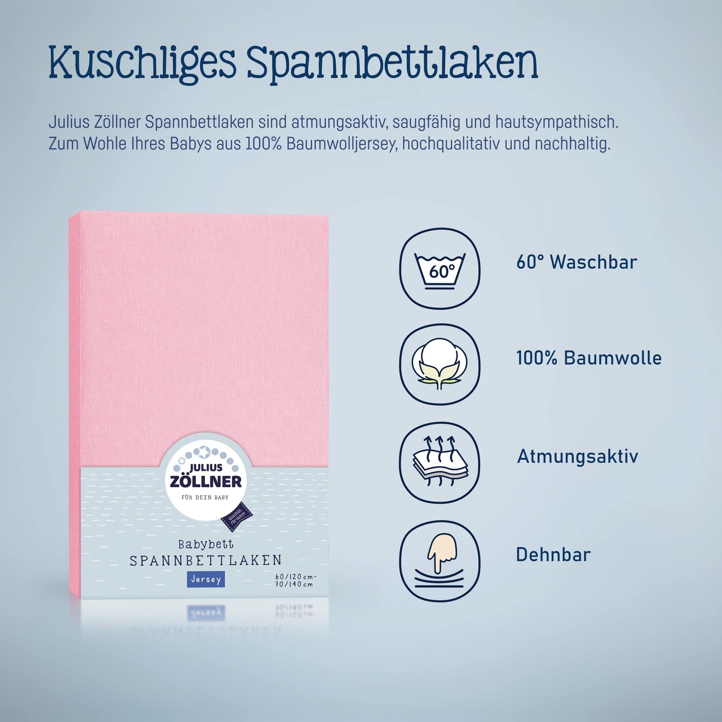 Spannbettlaken für Baby- & Kinderbett, 100% Jersey-Baumwolle, 2er Pack