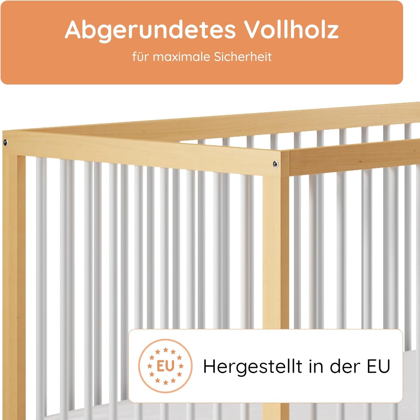 Kids Collective Baby Cot Bed 60x120 | 70x140 cm Height Adjustable