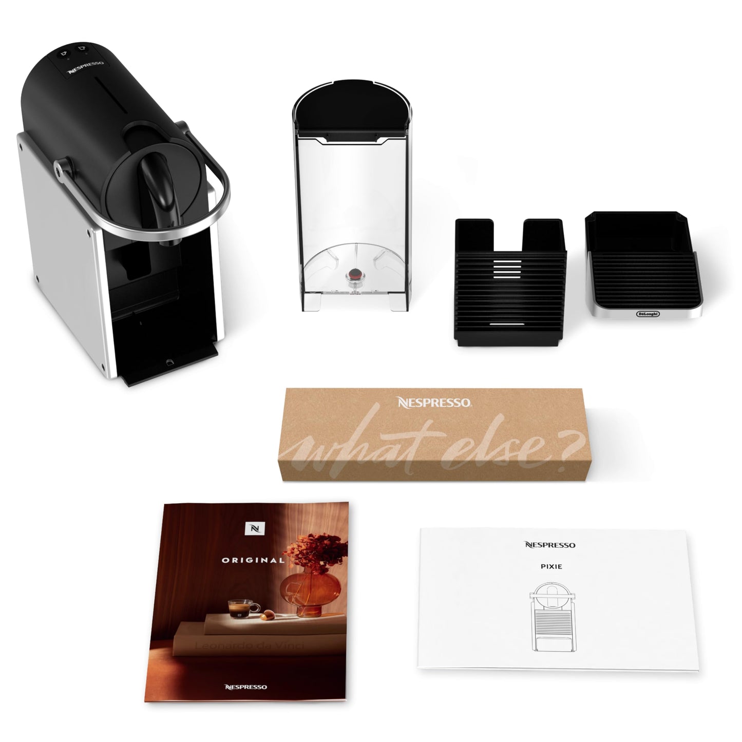 Nespresso De'Longhi Coffee Capsule Machine, Two Direct Dial Buttons, Eco Mode, Compact Design, 19 Bar Pressure System