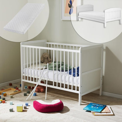 Kids Collective Babybett mitwachsend mit Matratze Kinderbett Gitterbett Beistellbett 60x120