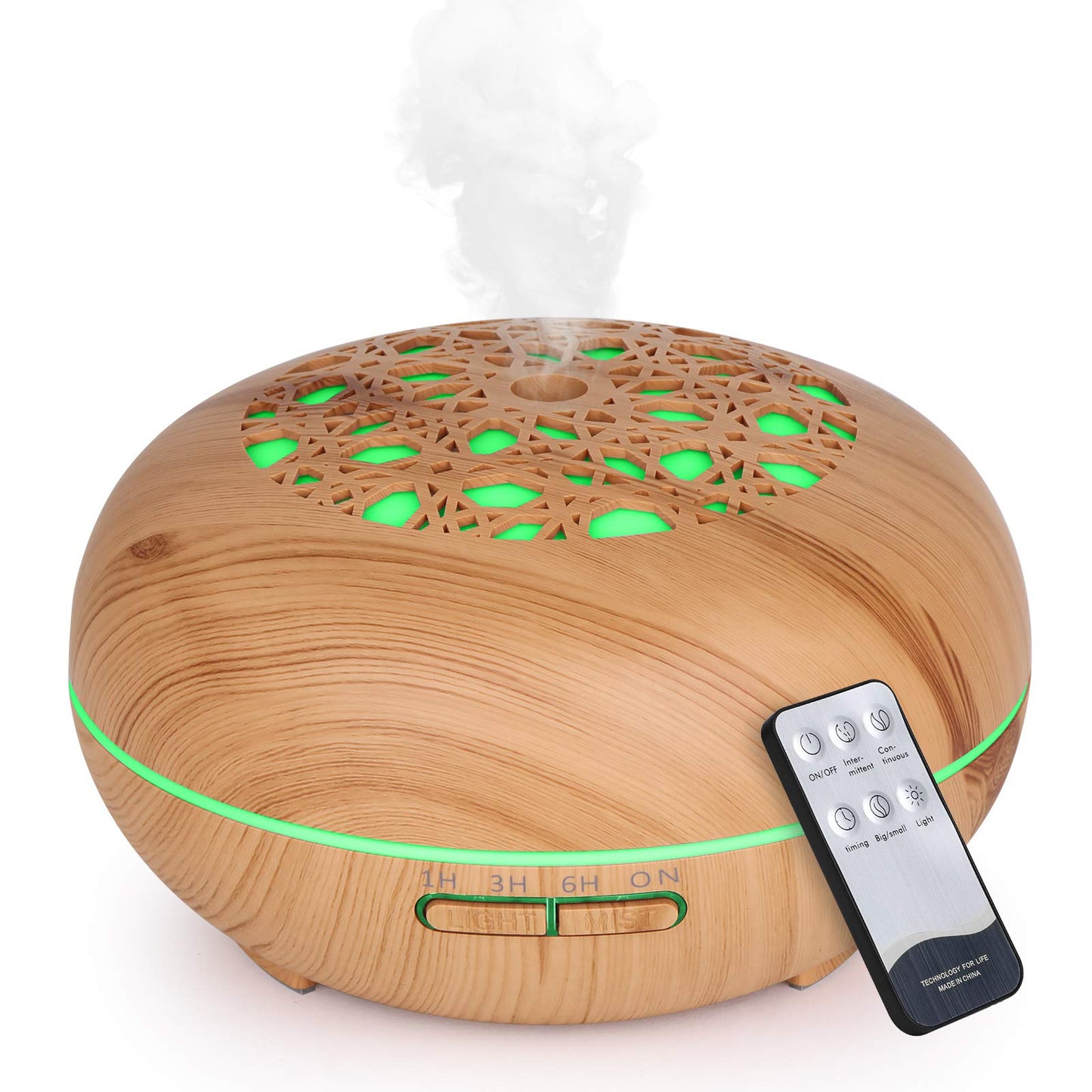 Aroma Diffuser Luftbefeuchter 550ml mit Fernbedienung, Ultraschall Vernebler Duftlampe Öle Diffusor mit 7 Farben LED Wasserlose Abschaltautomatik
