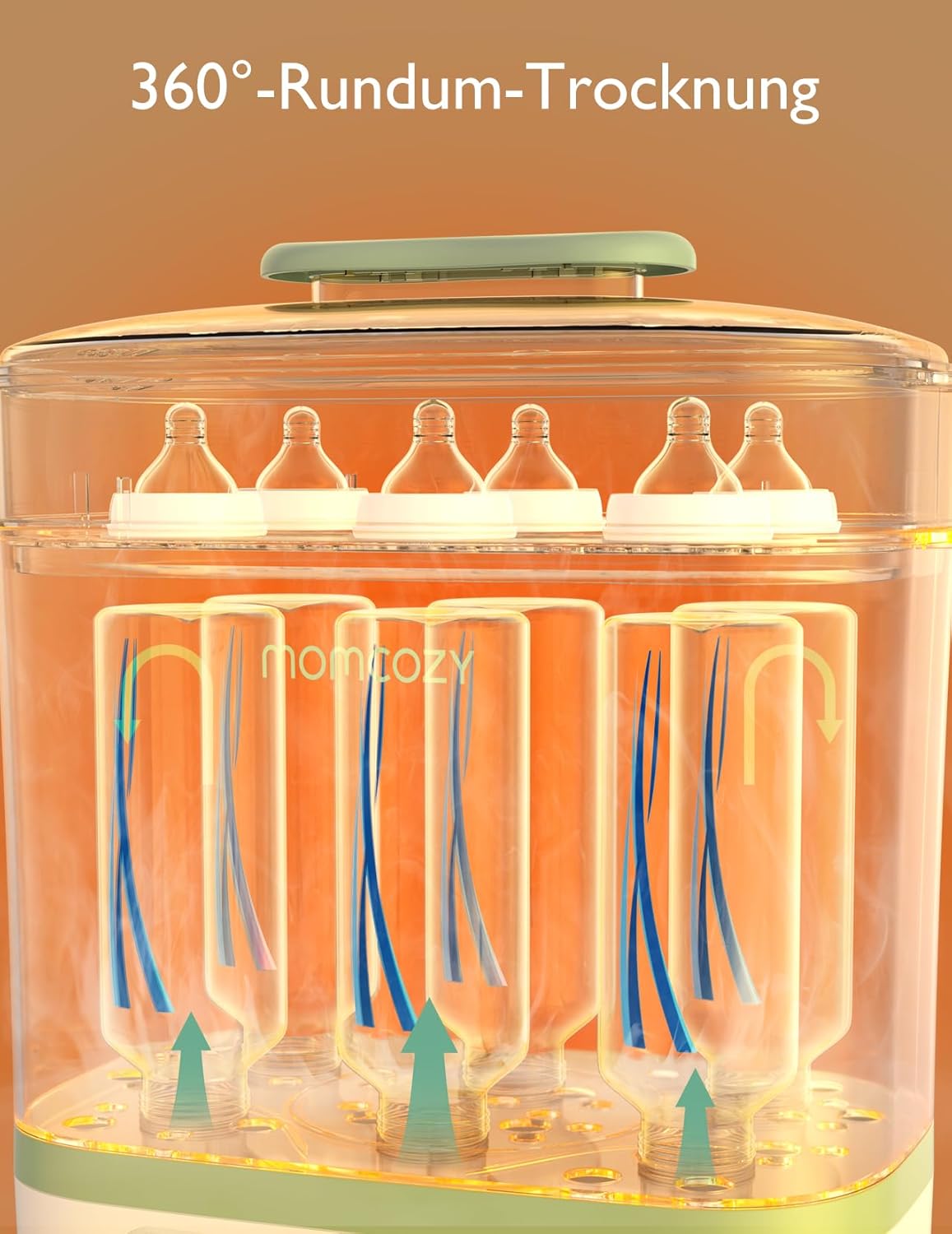 Momcozy Electric 3-in-1 Steriliser for Baby Bottles with Dryer Function - Sterilised, Dries & Heats, 8 Bottles Capacity, 24h Germ Protection, Multifunctional for Baby Accessories