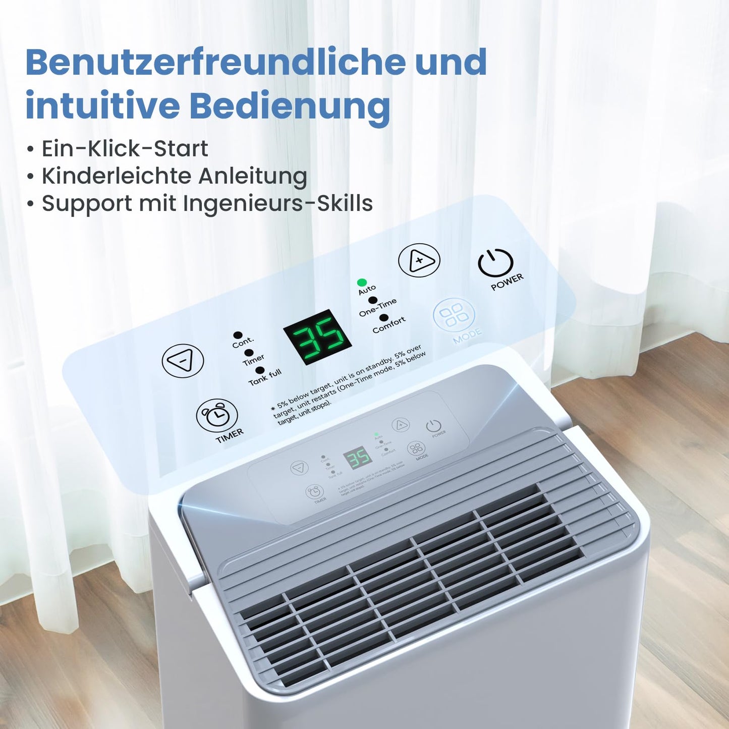 Luftentfeuchter 12L Dehumidifier Electric Cellar 35 dB, Room Dehumidifier