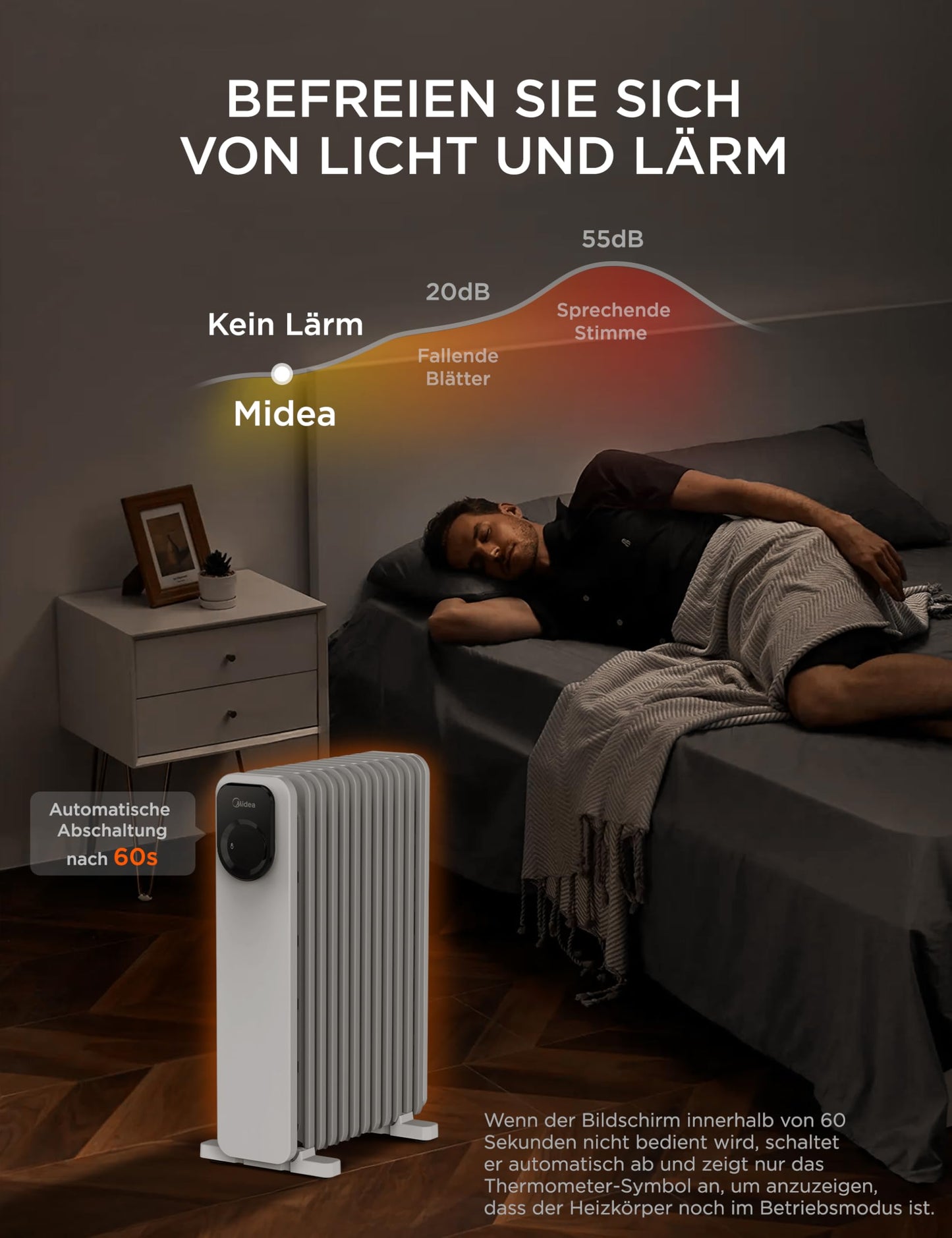 2300W 11 Rippen tragbarer Elektroheizer mit Drehknopfregelung und einstellbarem Thermostat, 3 Heizstufen, Kipp- und Überhitzungsschutz, ultra-leise im Büro & Zuhause