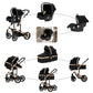 Reenborn 3-in-1 Pushchair, Buggy with Two Reversible Sliding Modes, Pushchair with Frame Aluminium Alloy, Baby Pram, 3-in-1 Complete Set with One-Click Folding Design