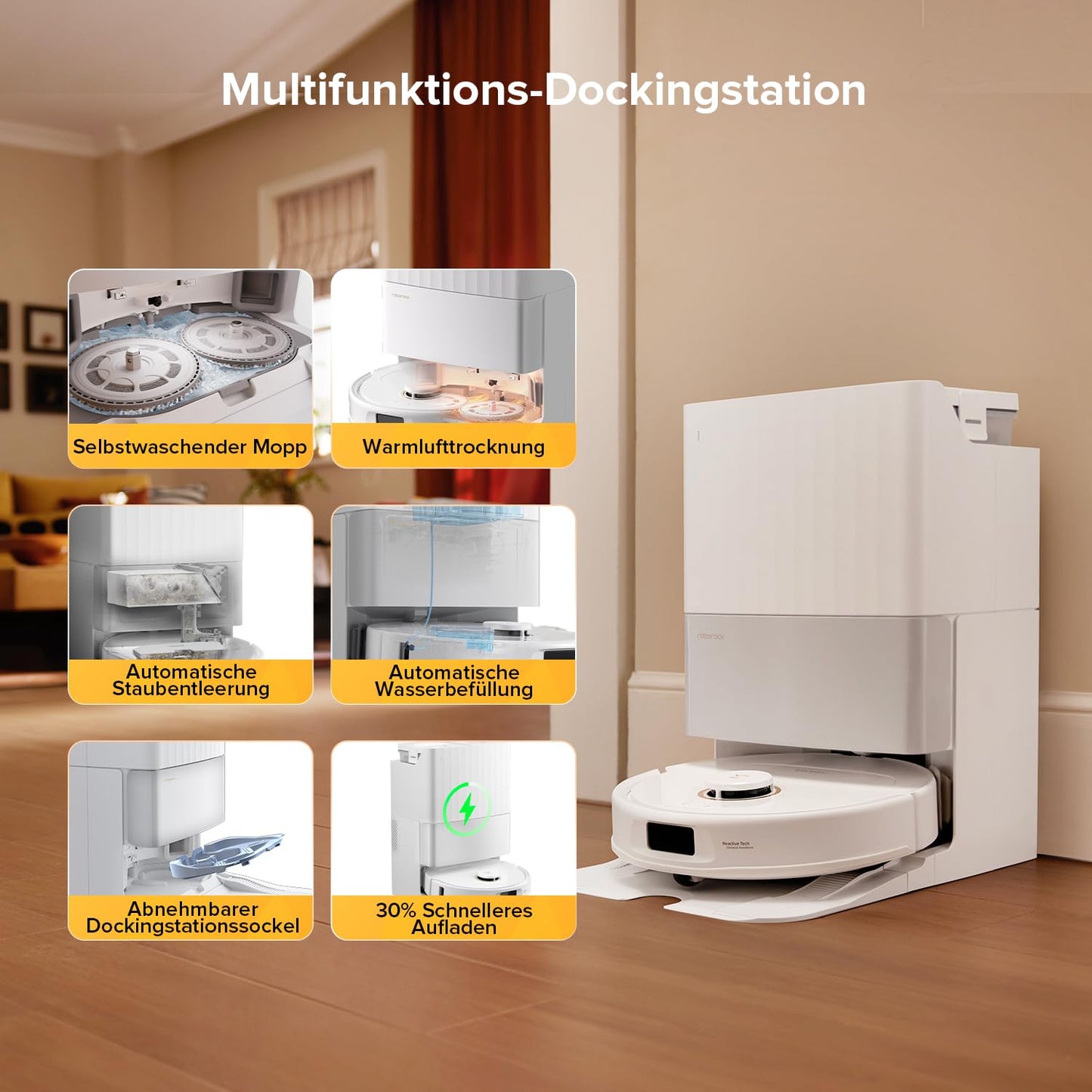 Robot Vacuum Cleaner with Wiping Function, 8000Pa Suction Power Anti-Tangling Side Brush, Obstacle Avoidance