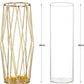 Gold Vases Decoration for Pampas Grass, Scandinavian High Floor Vase with Metal Frame for Wedding Centrepiece or Desk Office, 28 cm High