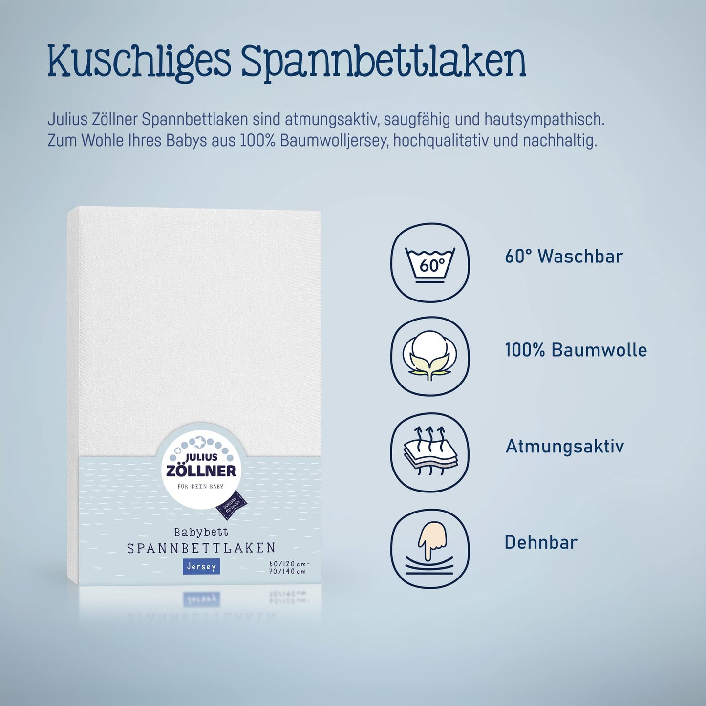 Spannbettlaken für Baby- & Kinderbett, 100% Jersey-Baumwolle, 2er Pack