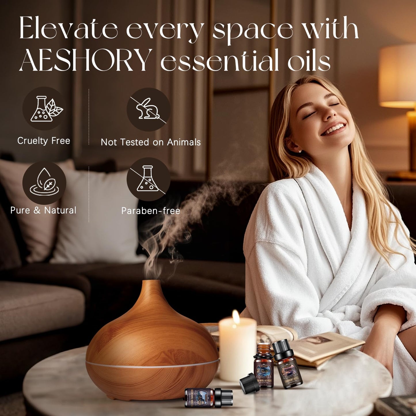 AESHORY 14 x 5 ml Hotel Essential Oils Set, Aroma Diffuser Oil Fragrance for Humidifier, Fresh Air