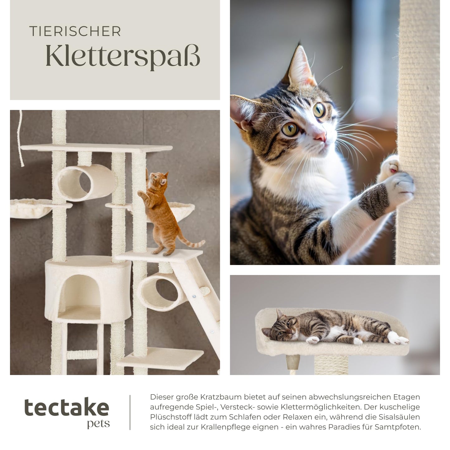 Kratzbaum Snooky | Spielcenter mit Kratzbäumen über mehrere Ebenen | Katzenhaus Aussichtsplattformen