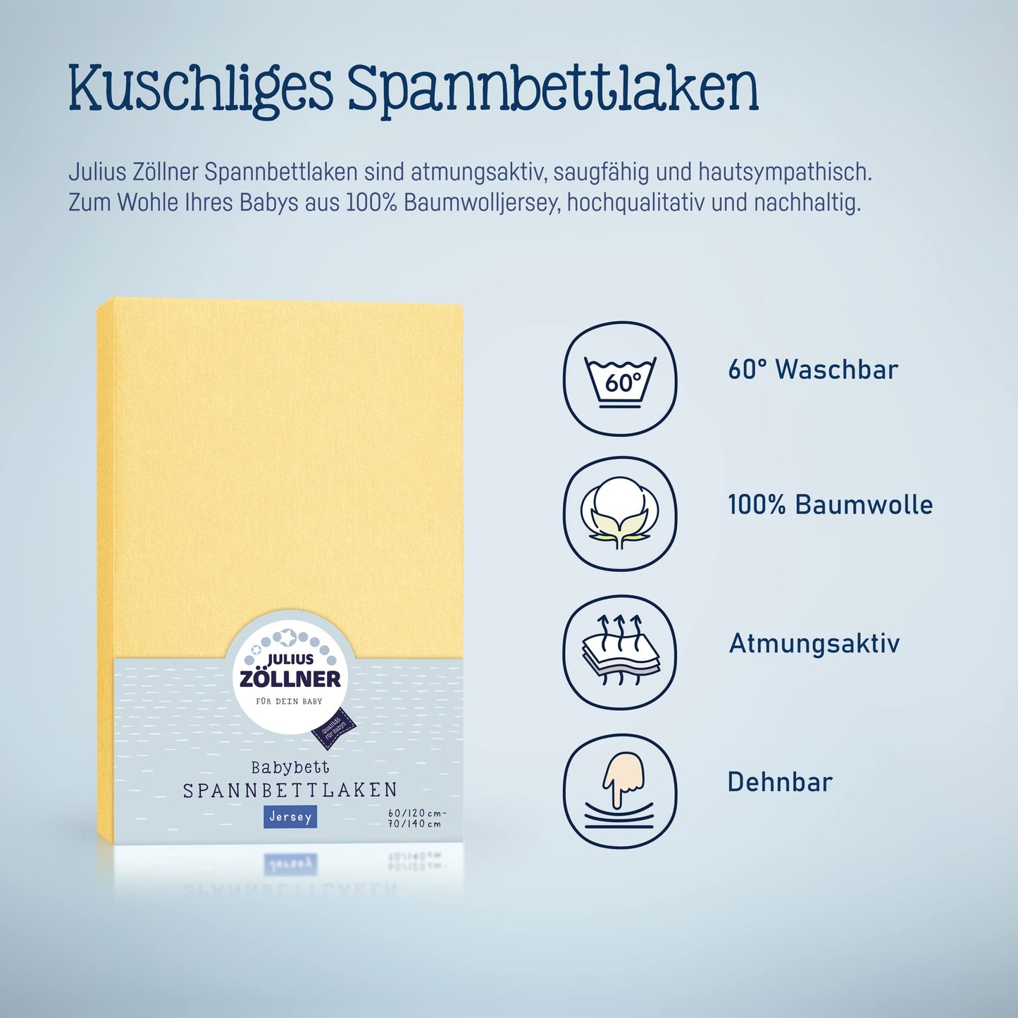 Spannbettlaken für Baby- & Kinderbett, 100% Jersey-Baumwolle, 2er Pack