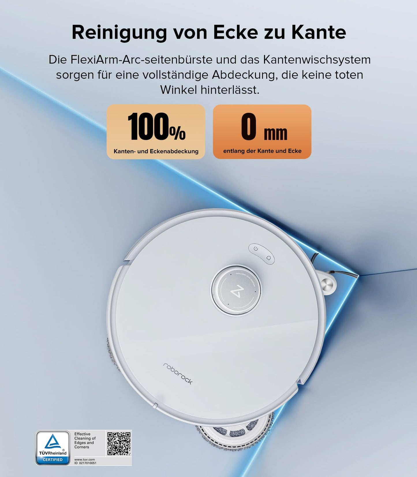 roborock Qrevo Edge Robot Vacuum Cleaner with Mop Function, Edge Cleaning, Heatable Mop, 75°C Hot Water