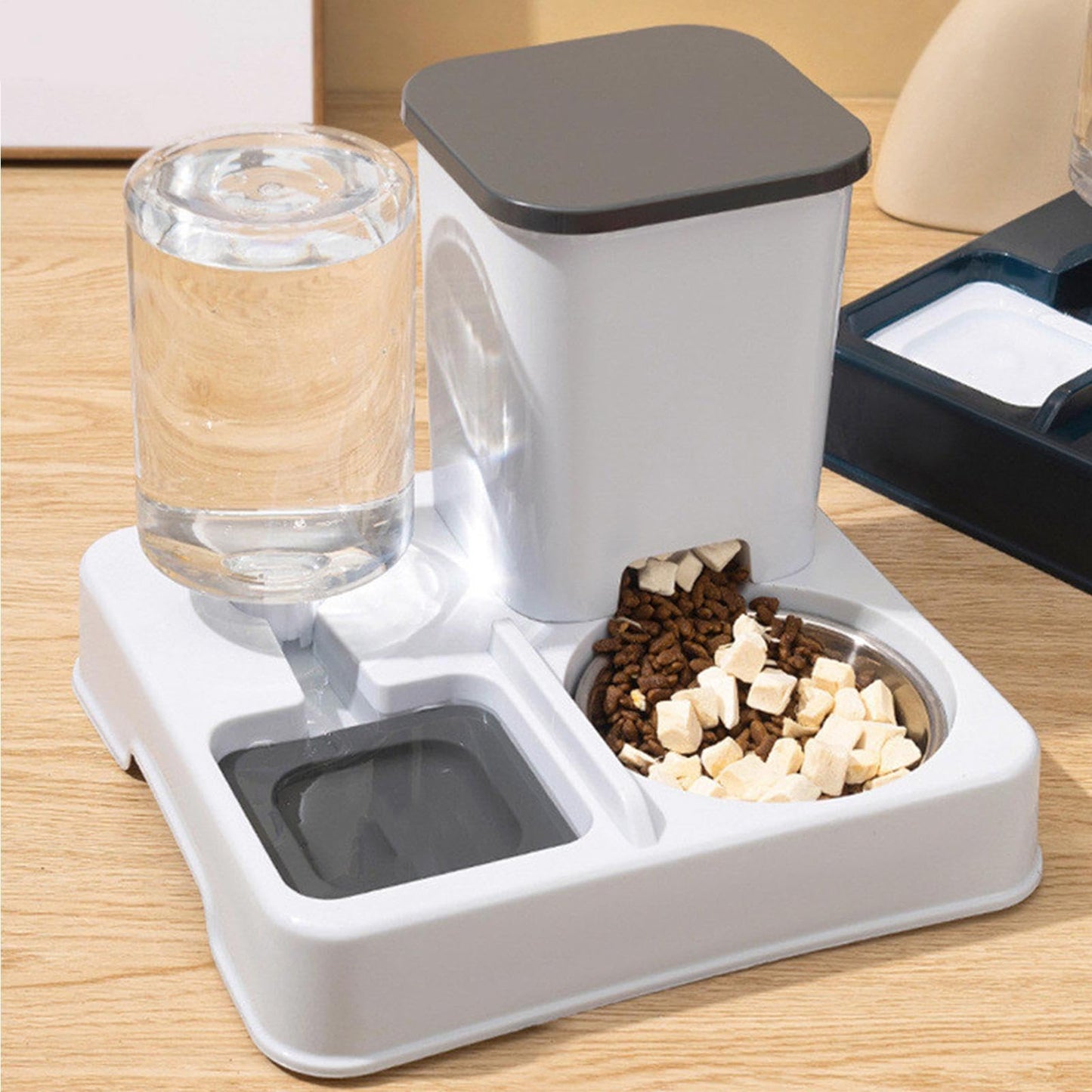 Bomefoi Automatic 2-in-1 Cat Feeder, Feeding and Drinker for Pet Food, Non-Slip Automatic Drinking Bottle