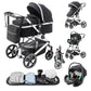 3-in-1 Pram Set with Seat, Baby Bed is Foldable, Adjustable Reclining Position,up to 15 kg, 0-3 Years