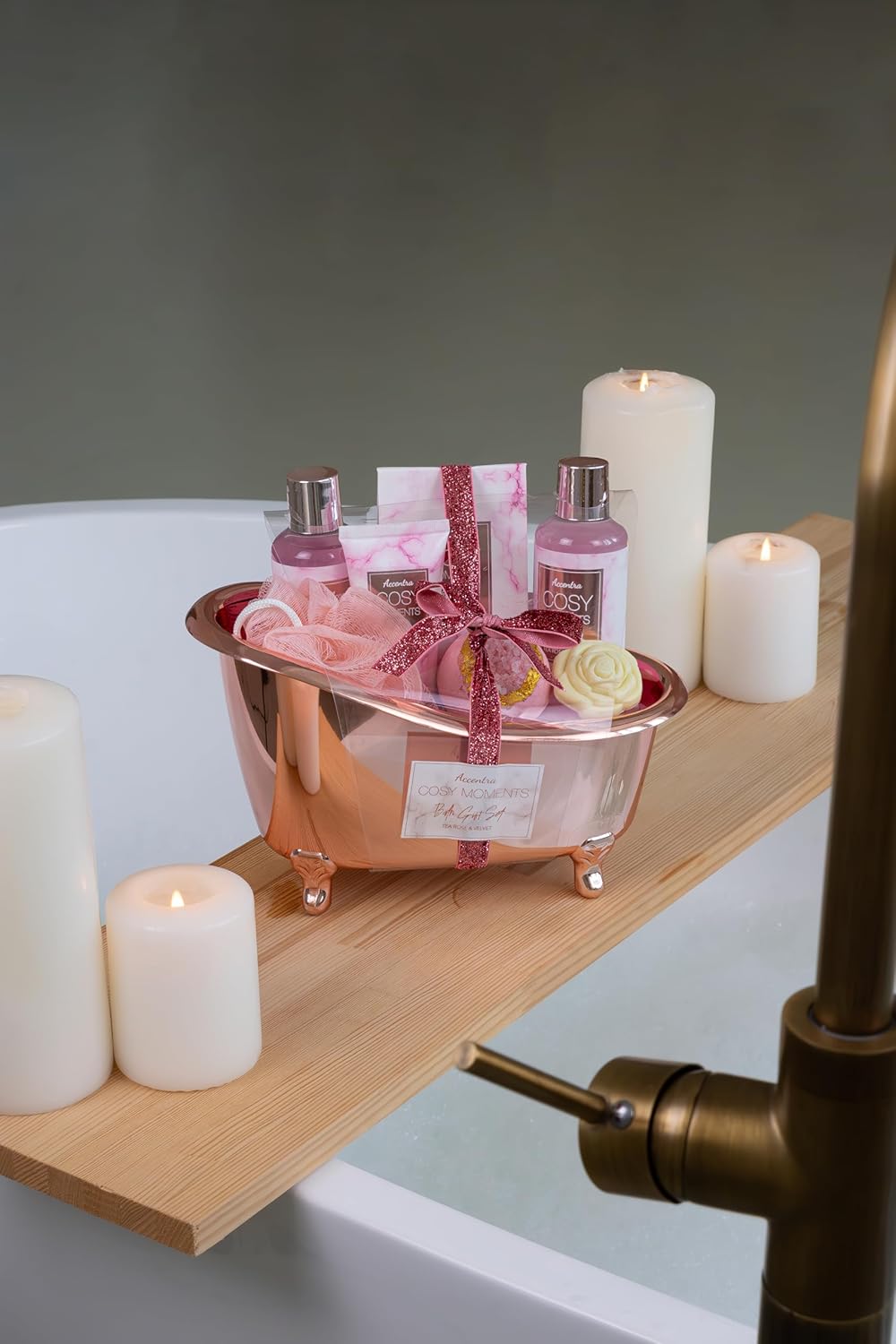 Accentra - COSY MOMENTS Bade- & Duschset in rosé - Geschenk Set zur Entspannung für Frauen zum Geburtstag