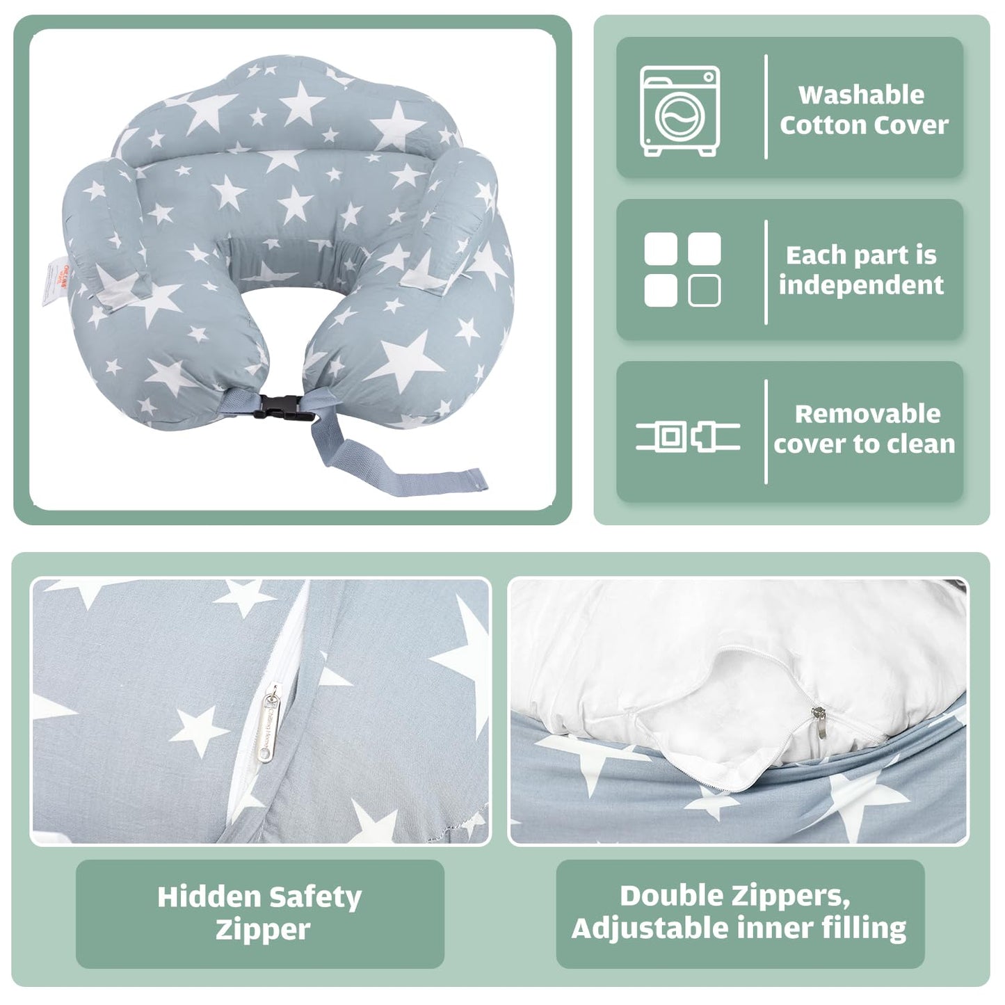 Chilling Home 2-in-1 Nursing Pillow, XXL Pregnancy Pillow, Side Sleeper Pillow for Baby, Pregnancy Pillow