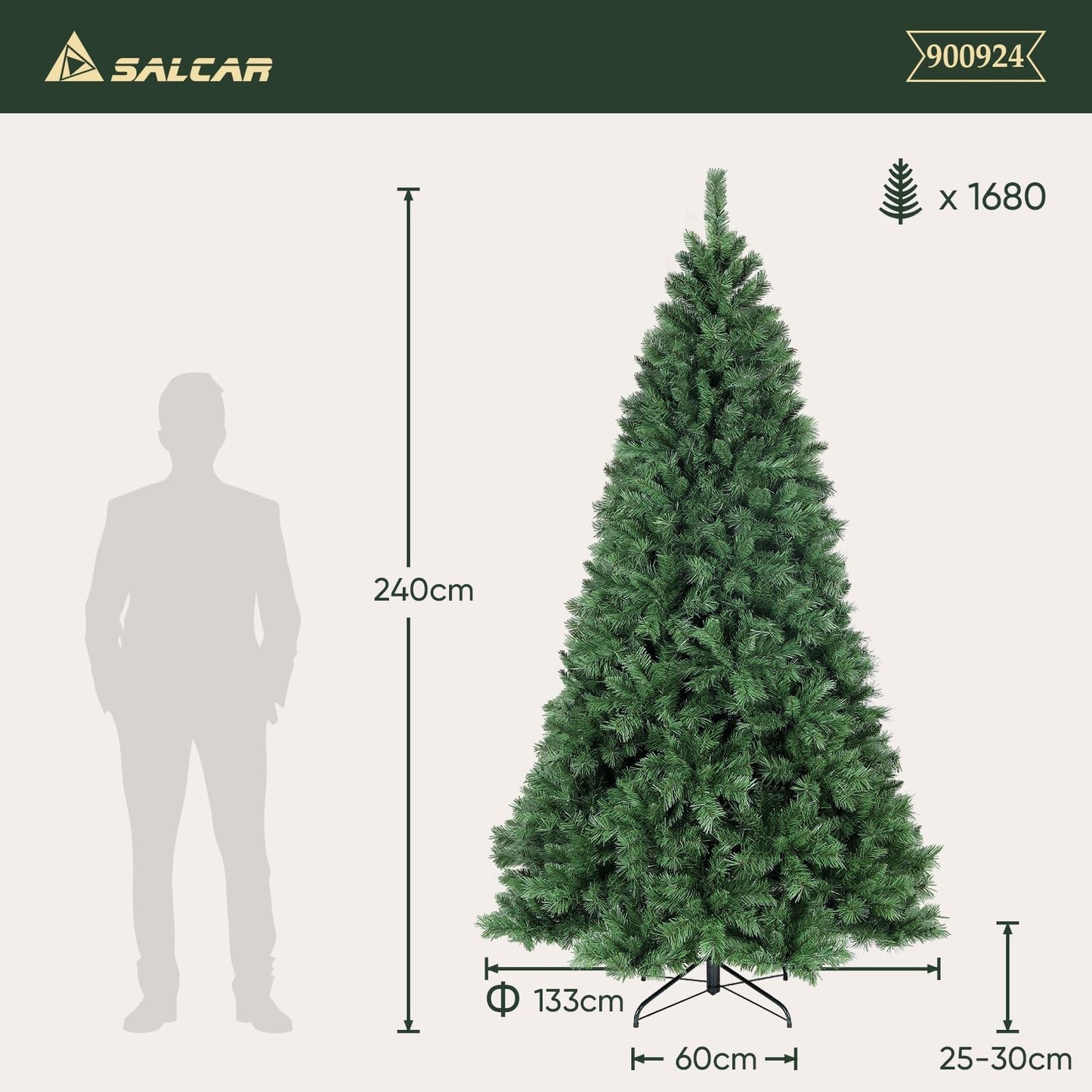 SALCAR Artificial Christmas tree, 60 cm - 270 cm