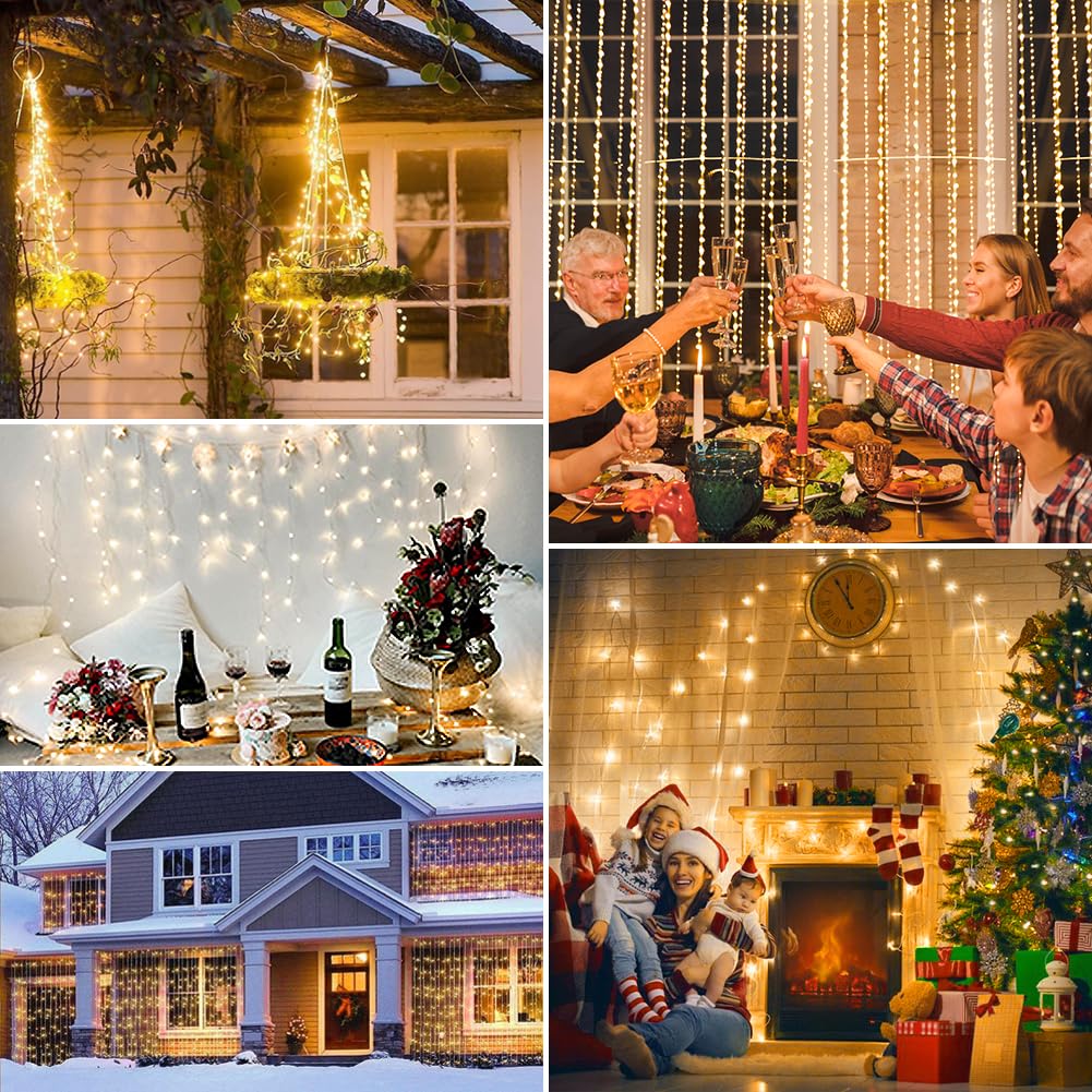 Lichterkette, 3×3m 300 LED Lichtvorhang, 8 Modi LED Lichterkette Vorhang für Innen & Außen, Lichterkette für Outdoor, Zimmer, Party, Balkon deko, Weihnachtsdeko