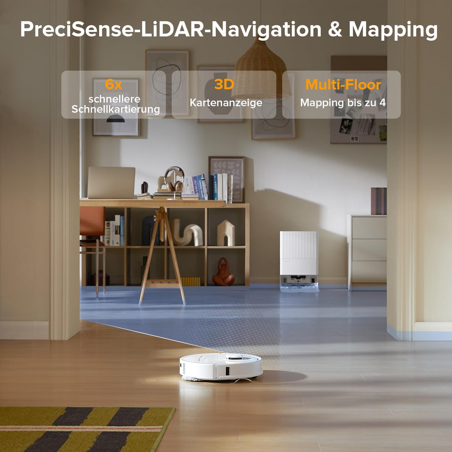 Robot Vacuum Cleaner with Wiping Function, 8000Pa Suction Power Anti-Tangling Side Brush, Obstacle Avoidance