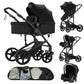 Reenborn 3-in-1 Pushchair, Buggy with Two Reversible Sliding Modes, Pushchair with Frame Aluminium Alloy, Baby Pram, 3-in-1 Complete Set with One-Click Folding Design