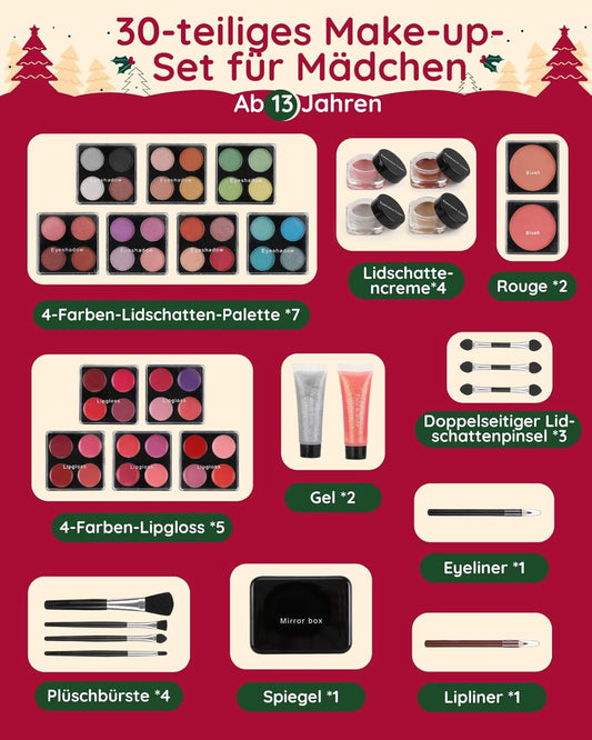 Gleamkid Advent Calendar 2024 - High-Quality Advent Calendar with 24 Beauty Moments, Christmas Calendar with Makeup Products such as Lip Gloss