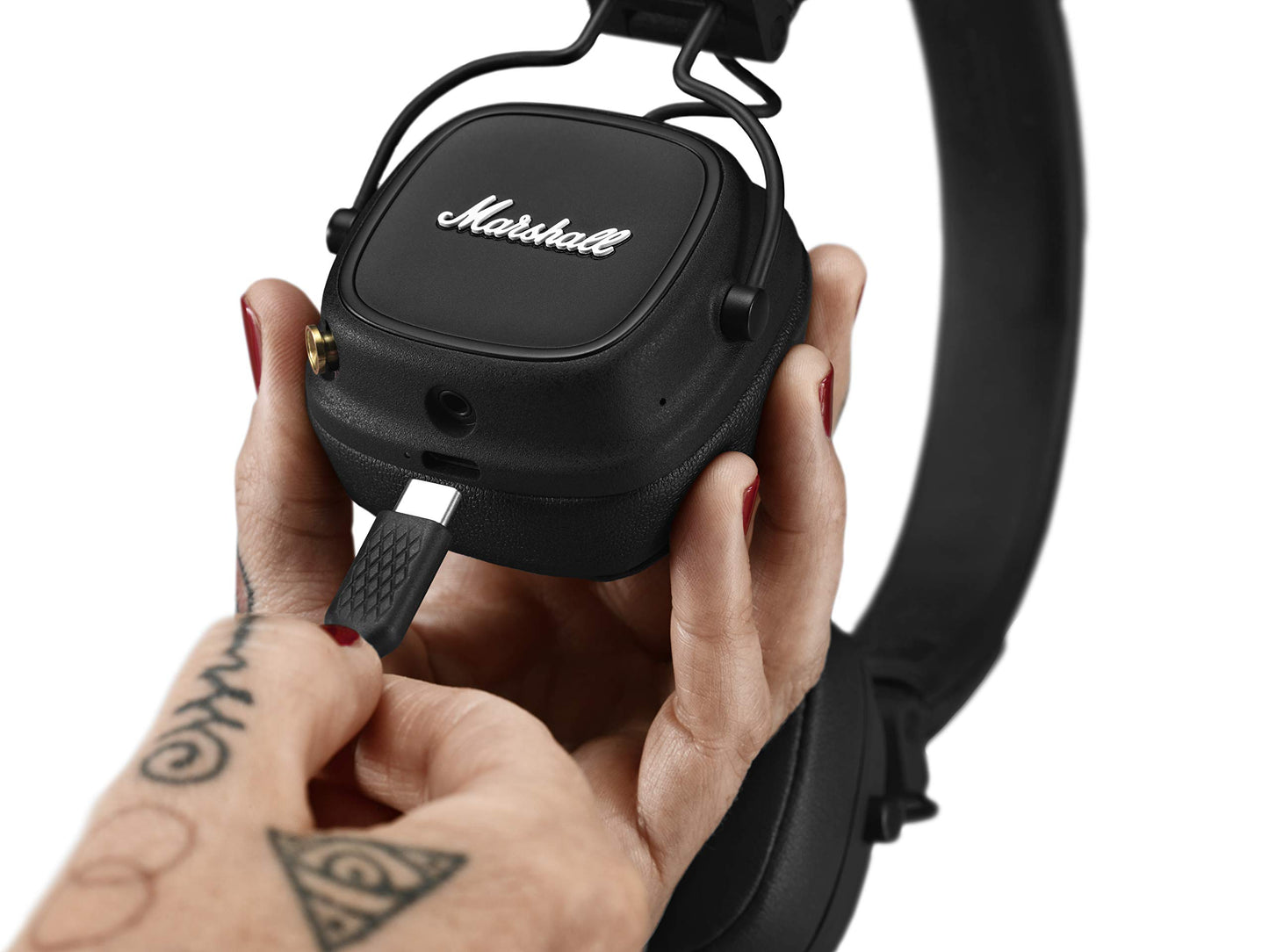 Marshall Major V Bluetooth Headphones, 100 Hours Playtime - Black