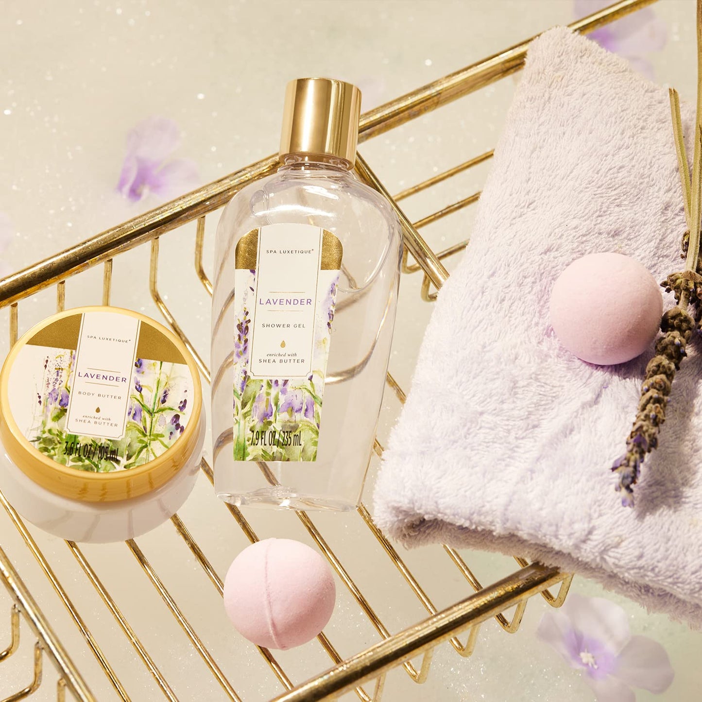 SPA LUXETIQUE Wellness Set für Frauen - 8tlg Rosenduft Bade Geschenkset für Frauen, Geburtstagsgeschenk Beauty Set mit Deko Badewanne