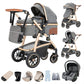 3-in-1 Pram Set with Seat, Baby Bed is Foldable, Adjustable Reclining Position,up to 15 kg, 0-3 Years