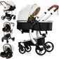 Reenborn 3-in-1 Pushchair, Buggy with Two Reversible Sliding Modes, Pushchair with Frame Aluminium Alloy, Baby Pram, 3-in-1 Complete Set with One-Click Folding Design