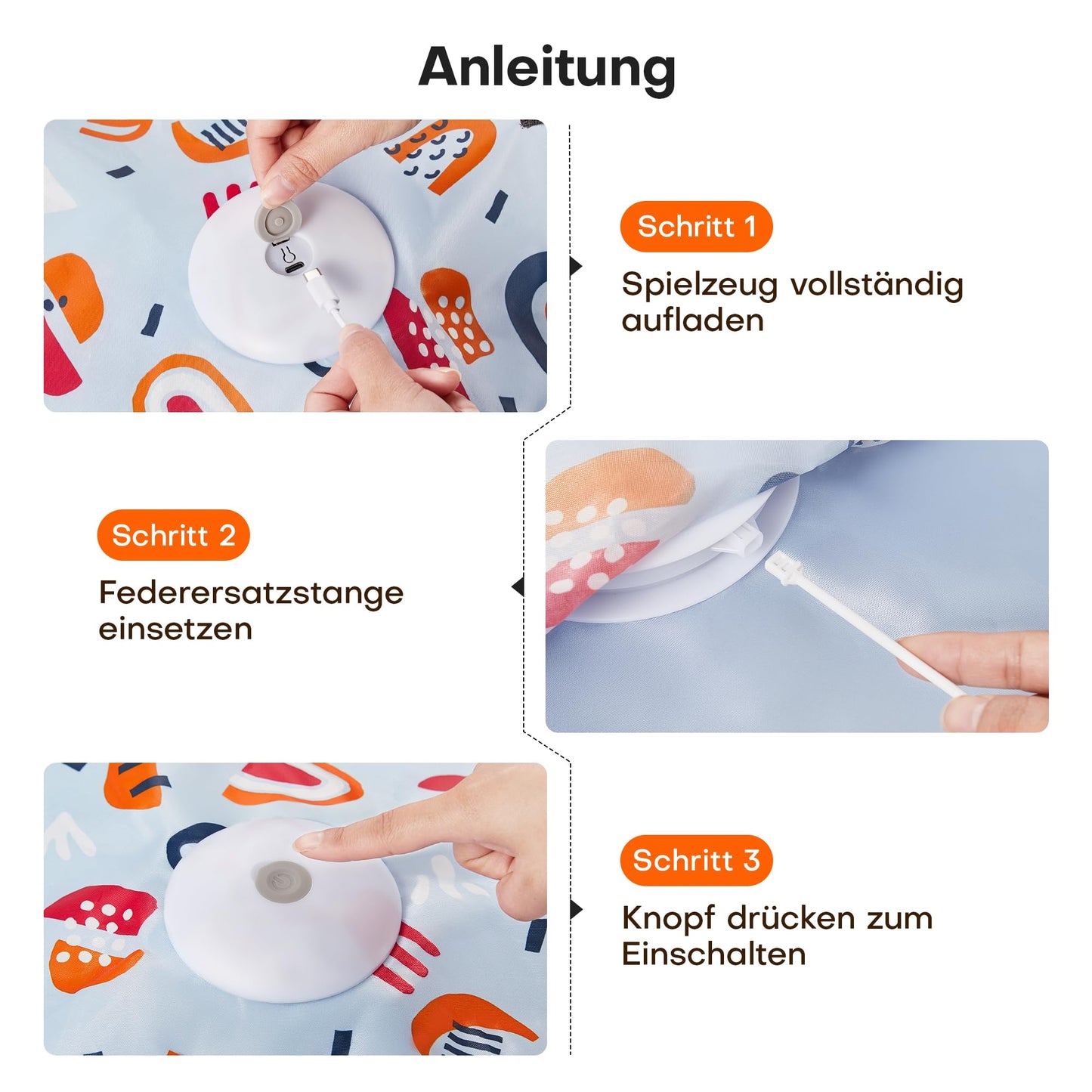 Potaroma Interaktives Katzenspielzeug mit Federautomatik - deales Bewegungsspielzeug für aktive Wohnungskatzen