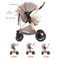 Shineey 3-in-1 Pushchair, Buggy, Foldable Pushchair Set, Combination Pushchair 3-in-1 with Large Comfortable Baby Carrycot Frame, Aluminium Alloy