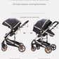 Reenborn 3-in-1 Pushchair, Buggy with Two Reversible Sliding Modes, Pushchair with Frame Aluminium Alloy, Baby Pram, 3-in-1 Complete Set with One-Click Folding Design