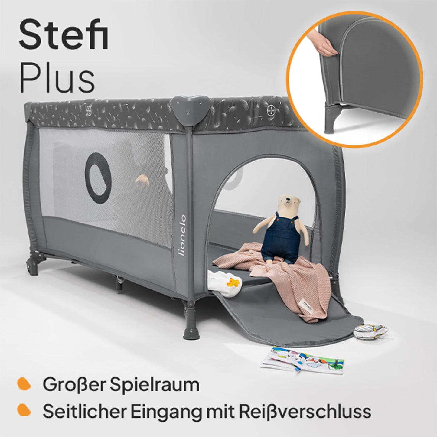 Reisebett bis 15 kg Babybett Kinderreisebett mit Matratze Seitlicher Eingang mit Reißverschluss