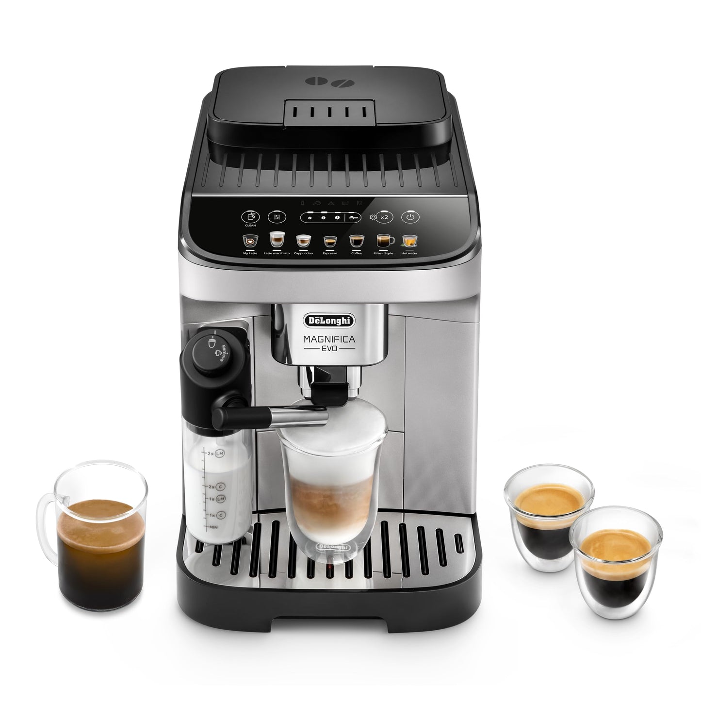 De'Longhi Fully Automatic Coffee Machine with LatteCrema Milk System, 7 Direct Selection Buttons for Cappuccino, Espresso