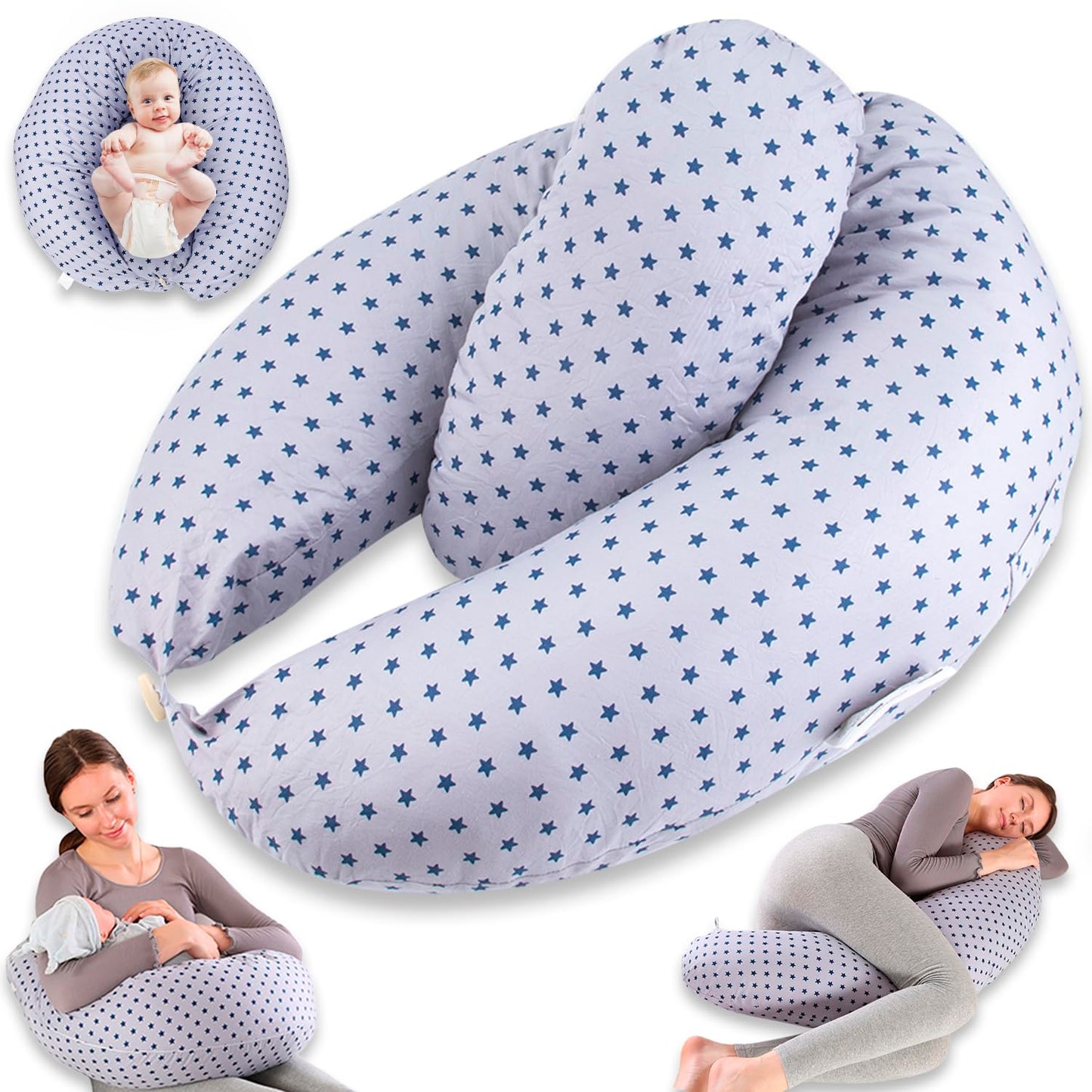 Chilling Home 2-in-1 Nursing Pillow, XXL Pregnancy Pillow, Side Sleeper Pillow for Baby, Pregnancy Pillow