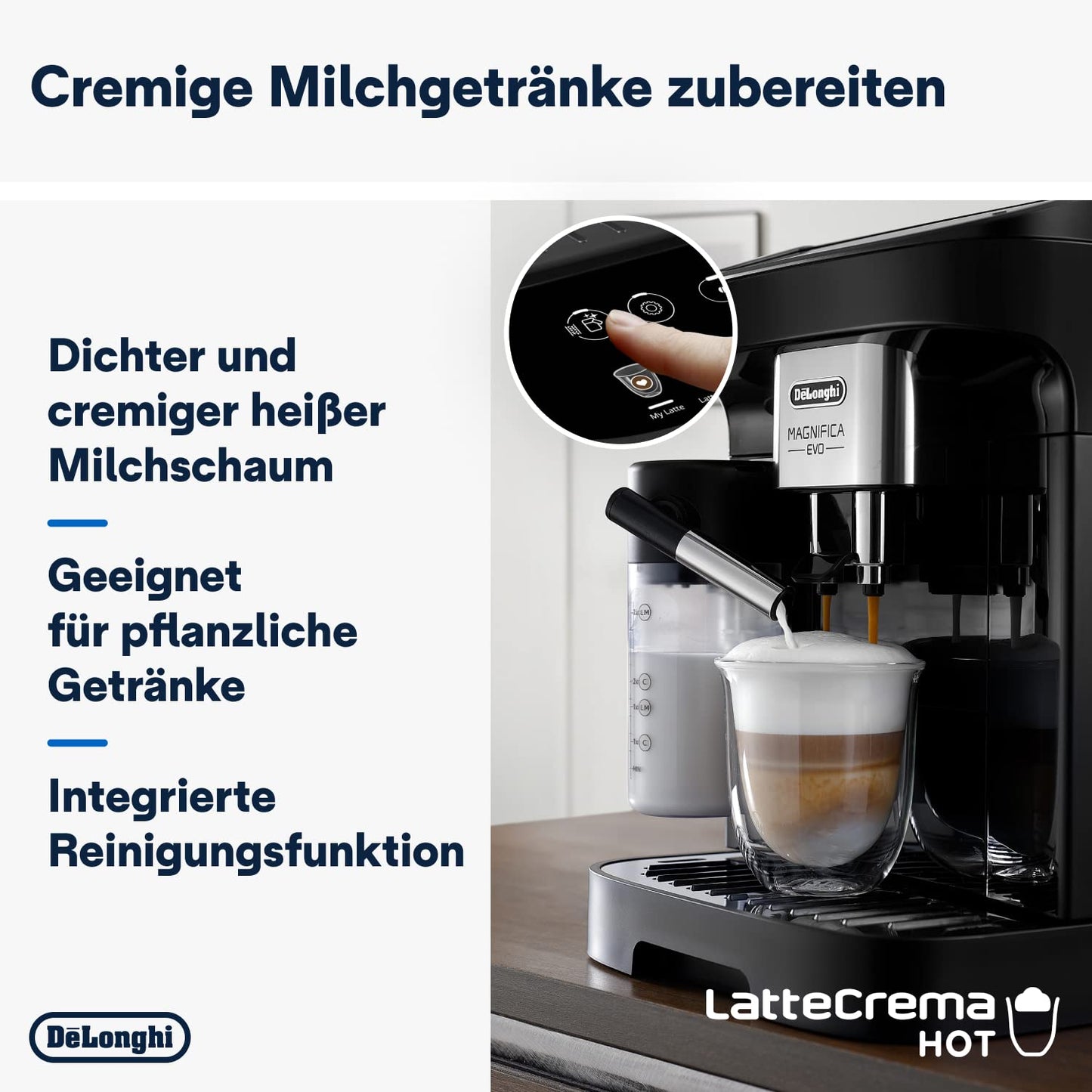 De'Longhi Fully Automatic Coffee Machine with LatteCrema Milk System, 7 Direct Selection Buttons for Cappuccino, Espresso