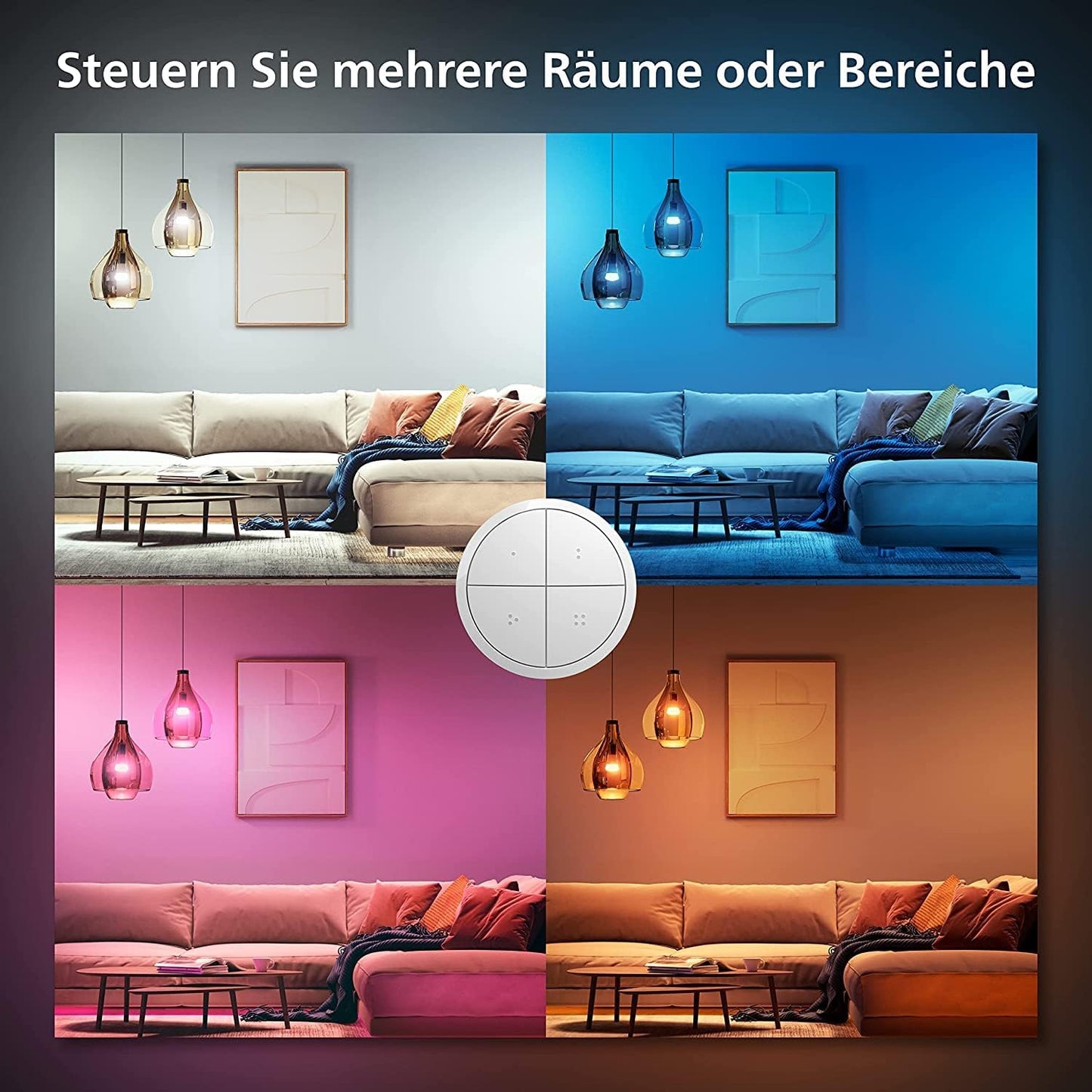 Philips Hue Dimmschalter für Hue Lichtsysteme, Smarter Dimmer zur Steuerung von Leuchten und Lichtszenen