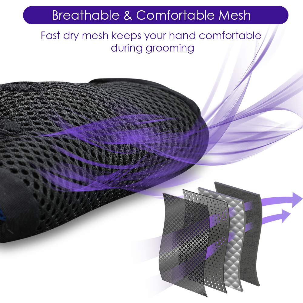 Pet Grooming Glove, Gentle Deshedding Brush - Efficient Pet Hair Remover Glove