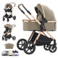 Shineey 3-in-1 Pushchair, Buggy, Foldable Pushchair Set, Combination Pushchair 3-in-1 with Large Comfortable Baby Carrycot Frame, Aluminium Alloy
