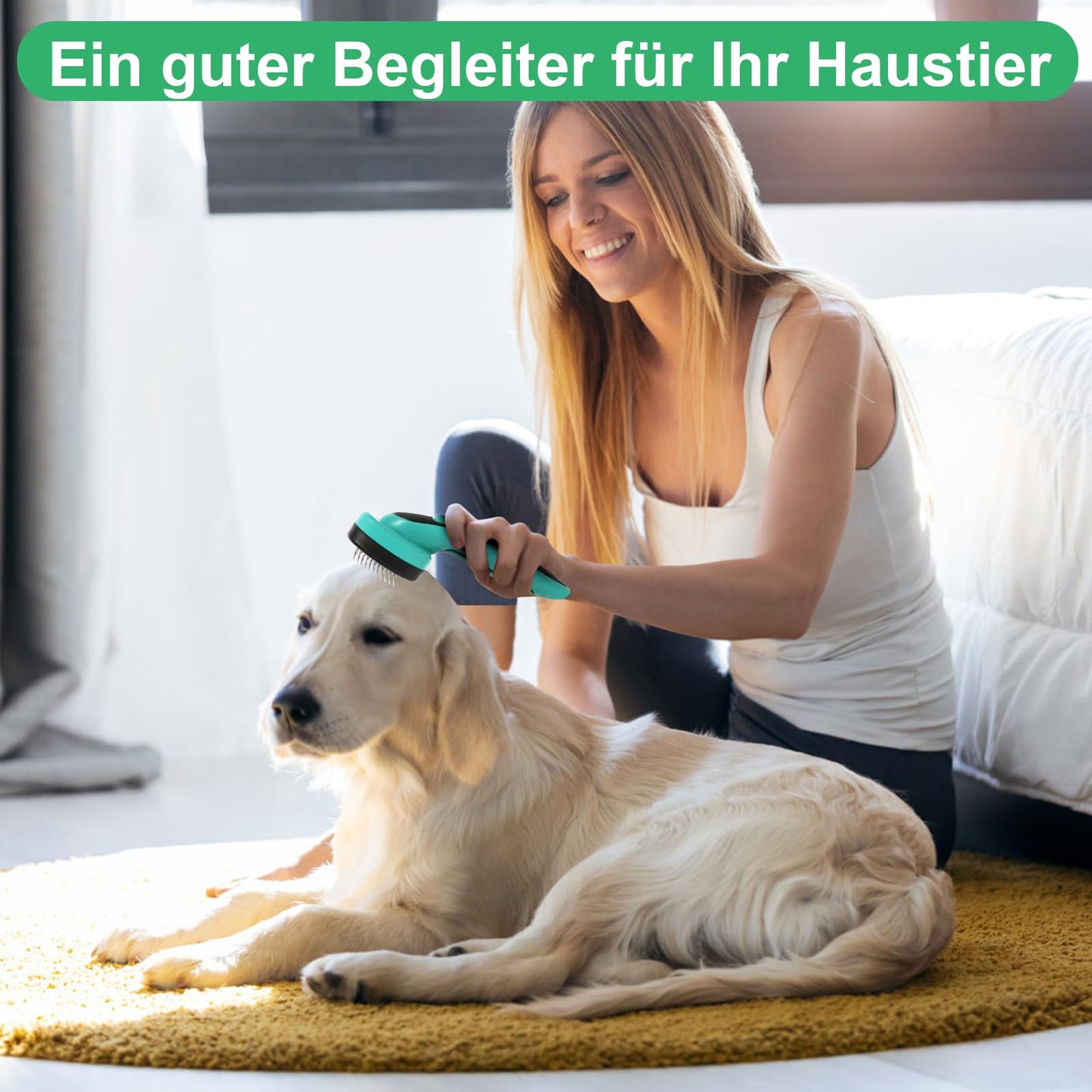 Hundebürste für Hunde und Katzen, selbstreinigend, Katzenbürste für Unterwolle und loses Fell